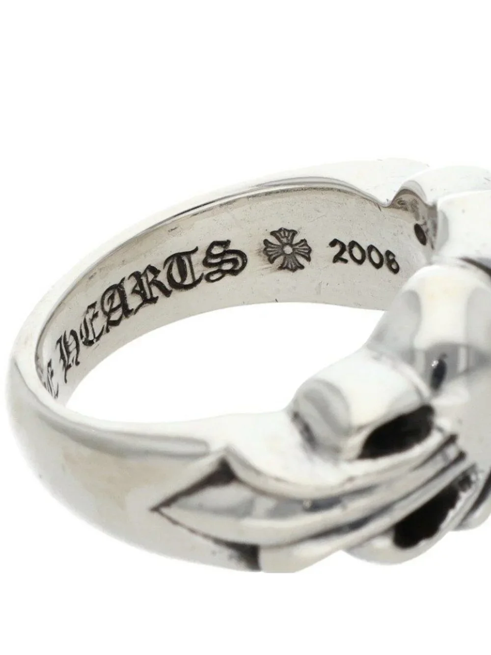 Chrome Hearts Flrl Cross Hrt Floral Heart Silver Ring